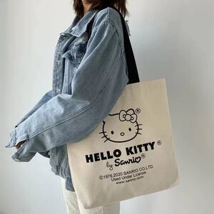 HELLO KITTY CANVAS TOTE BAG COLOR CREME
